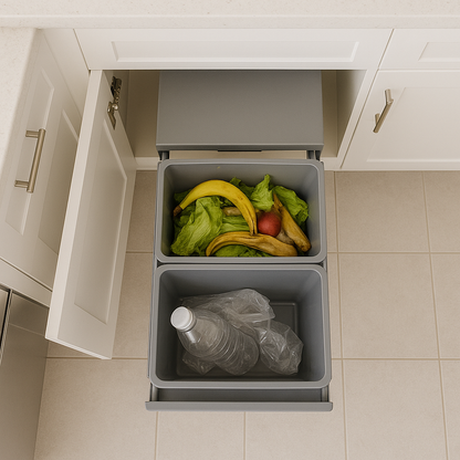 HYPE 2-compartment 36L (2x18L) built-in kitchen pull-out trash can with bucket