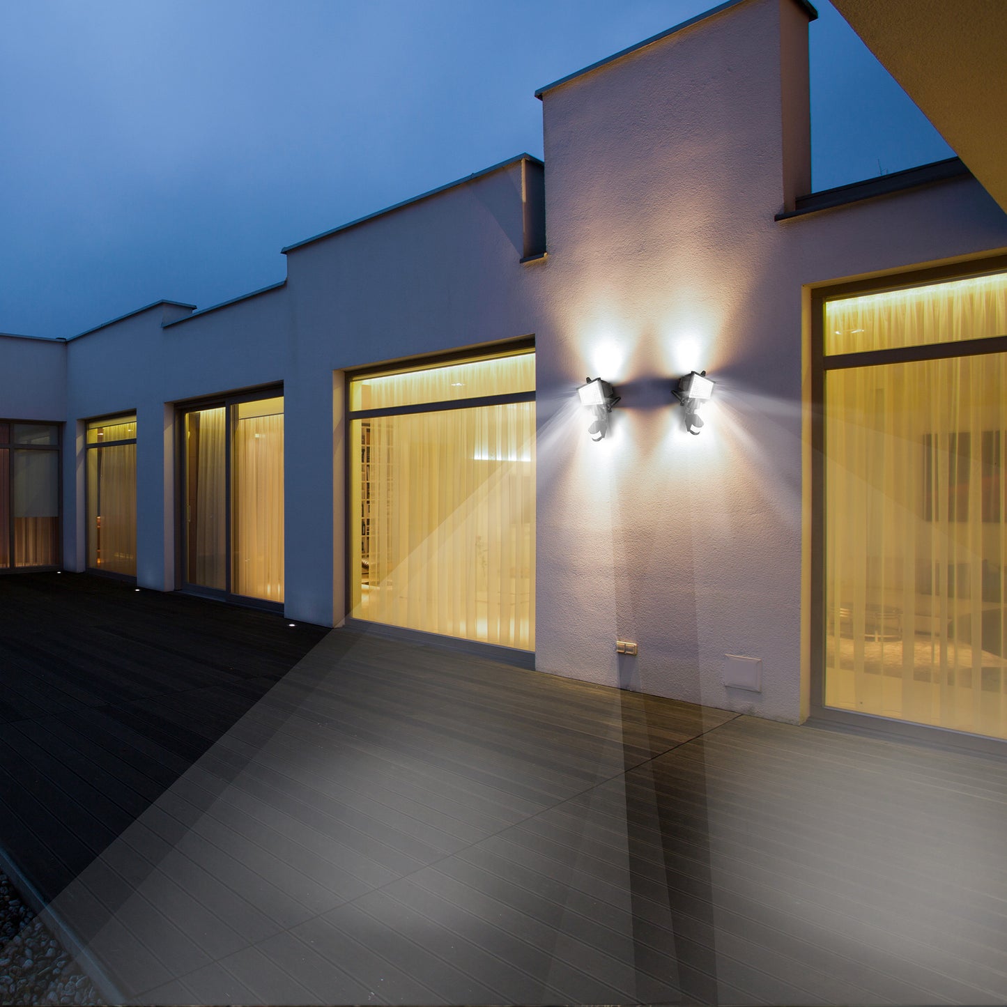 Lot de 2 projecteurs solaires noir éclairage puissant panneau solaire déporté LED blanc COOPER BLACK H22cm avec détecteur de mouvement orientable