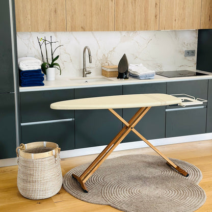 TAIGA wooden ironing board 130x47 H91cm high quality with iron rest and central steamer rest