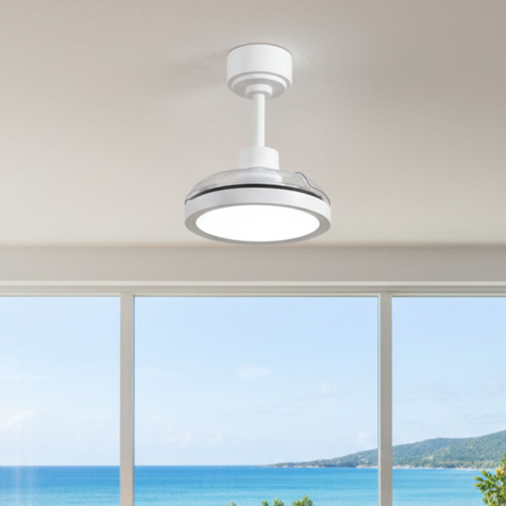 Ventilateur de Plafond BRYSEA 63cm avec Luminaire LED 20W Intégré Petit Ventilateur Silencieux 50dB pour Chambre Salon Cuisine Moteur DC 20W Basse Consommation Réversible Mode Été Hiver avec Télécommande Plafonnier Moderne 2100 Lumens Blanc