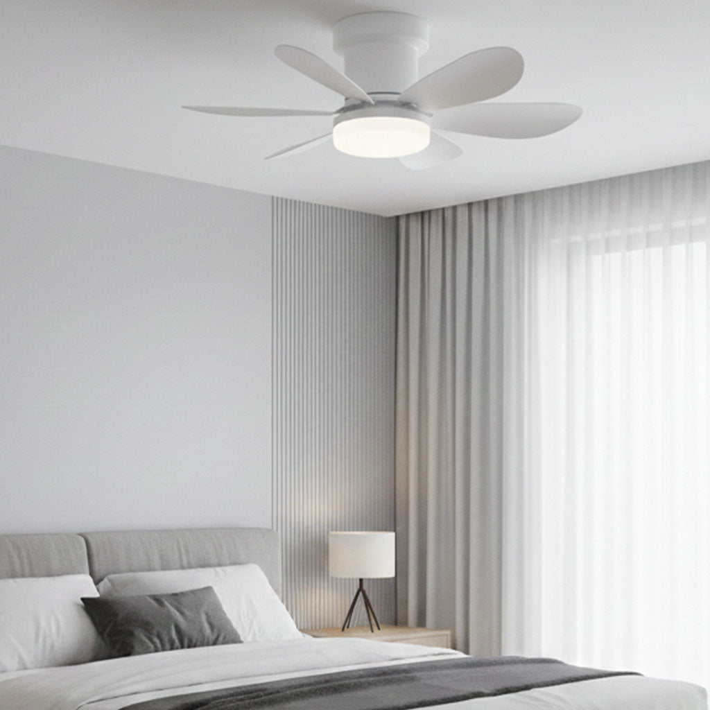 Ventilateur de Plafond 52cm avec Lampe LED MISTRAL Petit Ventilateur Silencieux Chambre Enfant Bureau Cuisine Moteur DC Basse Consommation Réversible Ete Hiver avec Télécommande Blanc