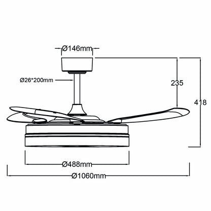 Ventilateur de Plafond CALYSA 106cm avec Pales Escamotables et LED 33W Grand Ventilateur Silencieux 34dB pour Salon et Chambre Moteur DC 30W Basse Consommation Réversible Été Hiver avec Télécommande Plafonnier 3500 Lumens Blanc et Bois
