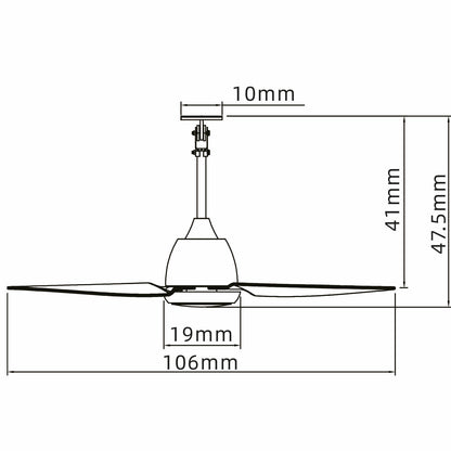 Ventilateur de Plafond CORALI 106cm avec Éclairage LED 15W Intégré Petit Ventilateur Silencieux 34dB pour Extérieur Moteur DC 30W Basse Consommation Réversible Mode Été Hiver 6 Vitesses avec Télécommande Plafonnier 2700 Lumens Blanc et Bois