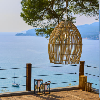 Suspension sur secteur pour l'extérieur AVILA OUTDOOR CABLE en rotin naturel style bohème 5m de longueur de câble