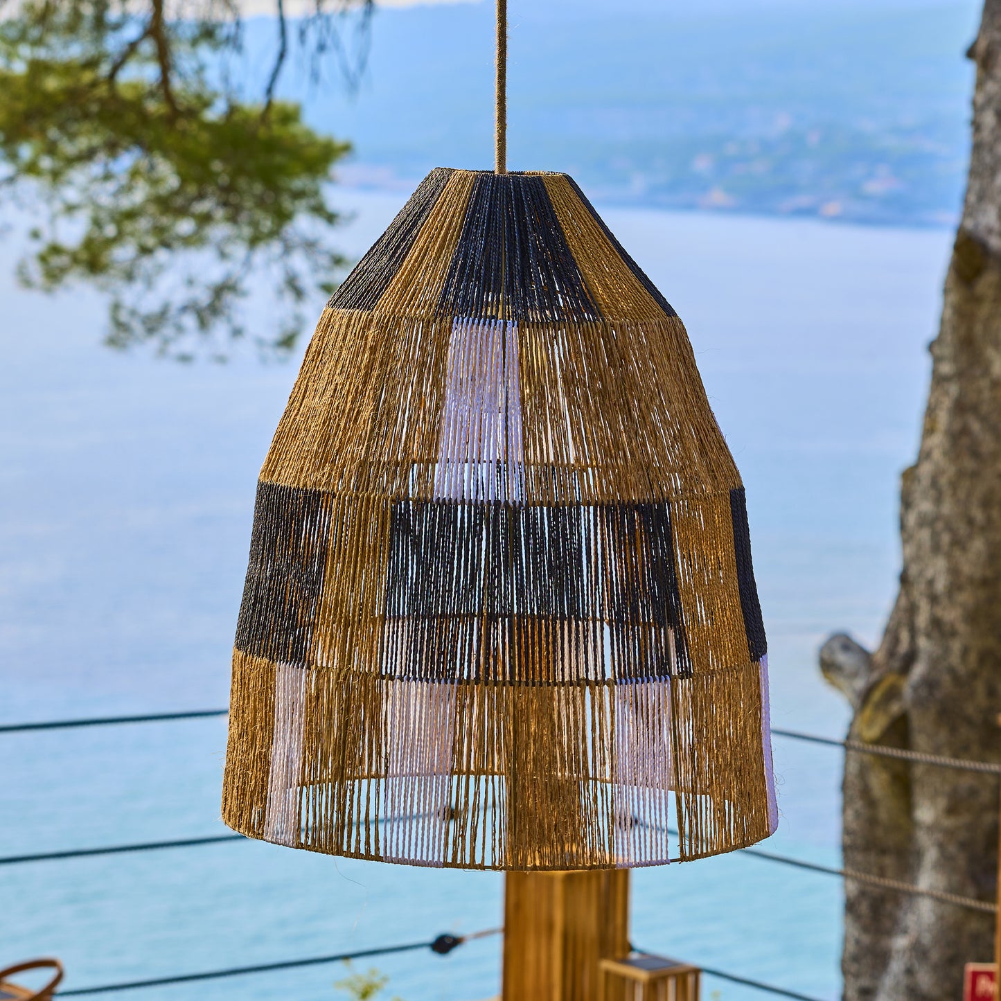 Suspension sur secteur pour l'extérieur ZAHARA OUTDOOR CABLE en corde naturelle style bohème 5m de longueur de câble