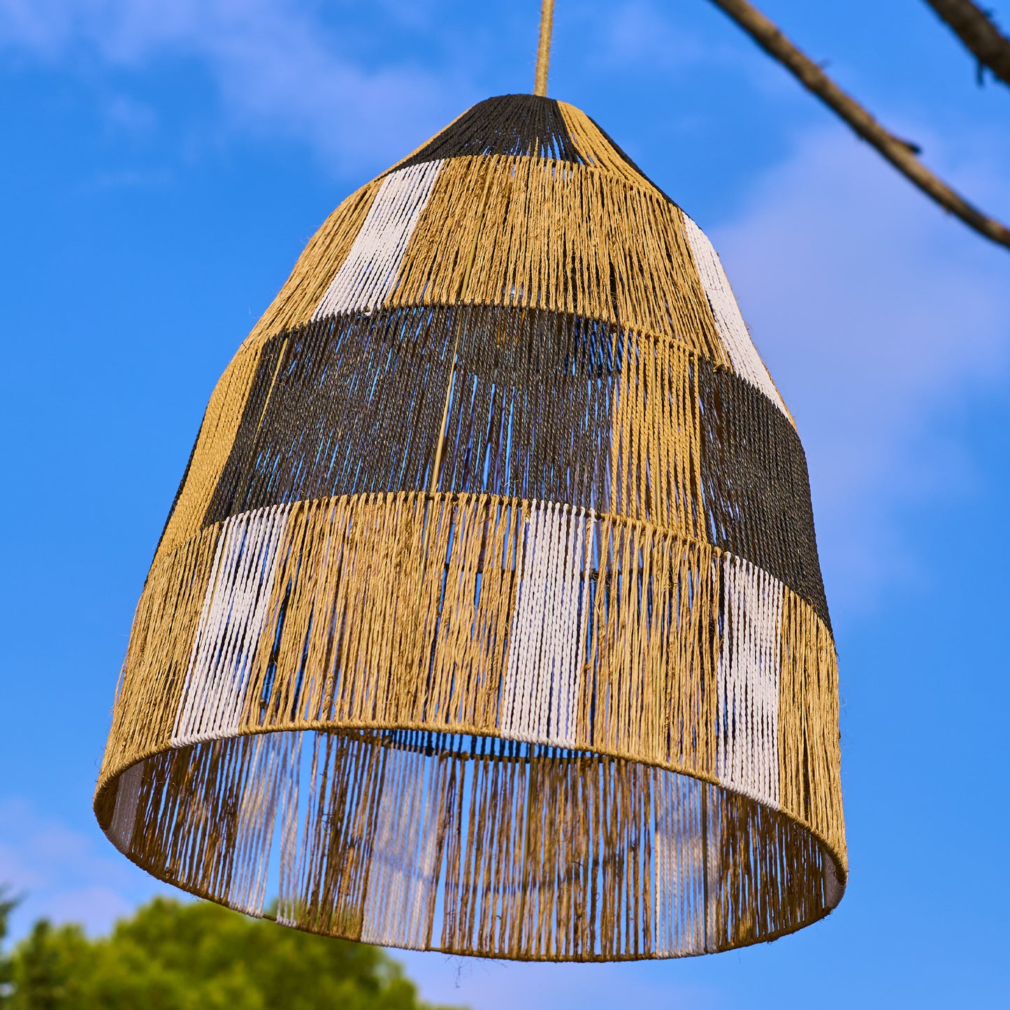 Suspension sur secteur pour l'extérieur ZAHARA OUTDOOR CABLE en corde naturelle style bohème 5m de longueur de câble