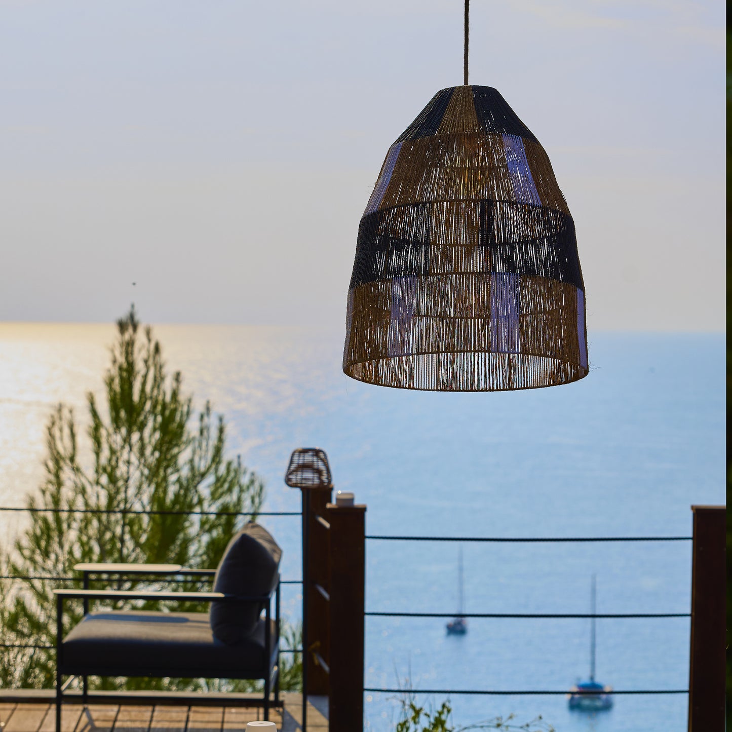 Suspension sur secteur pour l'extérieur ZAHARA OUTDOOR CABLE en corde naturelle style bohème 5m de longueur de câble