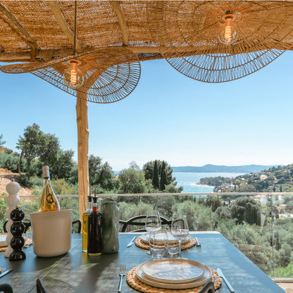 Suspension sur secteur pour l'extérieur MARBELLA OUTDOOR CABLE en jute naturel style bohème 5m de longueur de câble