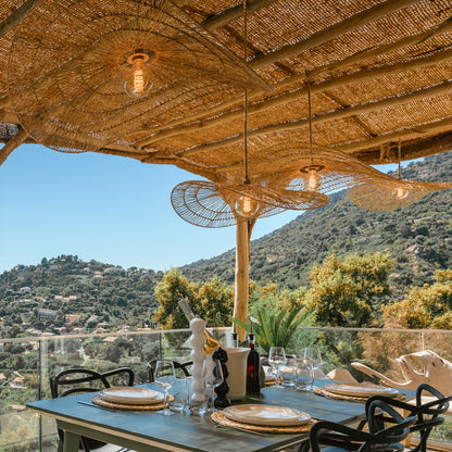 Suspension sur secteur pour l'extérieur MARBELLA OUTDOOR CABLE en jute naturel style bohème 5m de longueur de câble