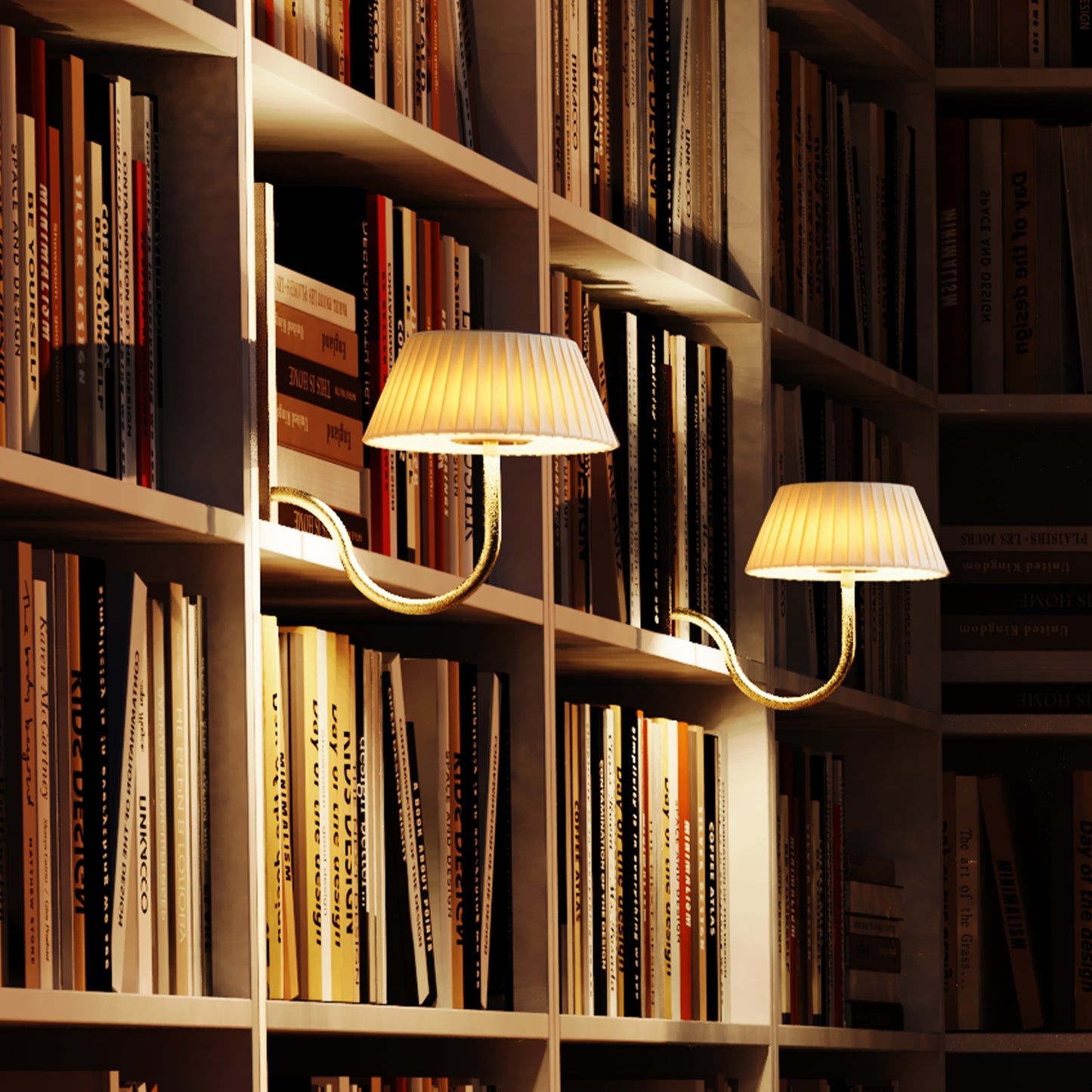 Applique pour bibliothèque d'intérieur avec ampoule LED doré rechargeable blanc chaud dimmable LIBRA MATT GOLD H28,5 cm
