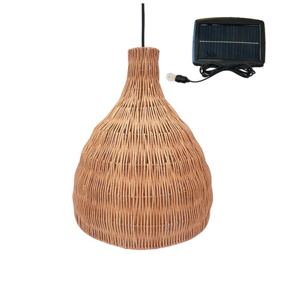 Suspension solaire BELLA SOLAR en rotin naturel avec câble hybride secteur et solaire 5m de longueur