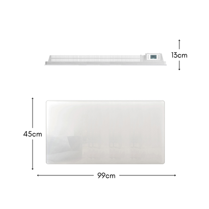 Electric radiator with dry inertia CERAMIC block + GLASS facade LCD screen 2000W GLASS Standard NF
