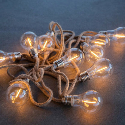 Outdoor rope light garland 10 warm white LED transparent filament bulbs FANTASY CORD 7.70m