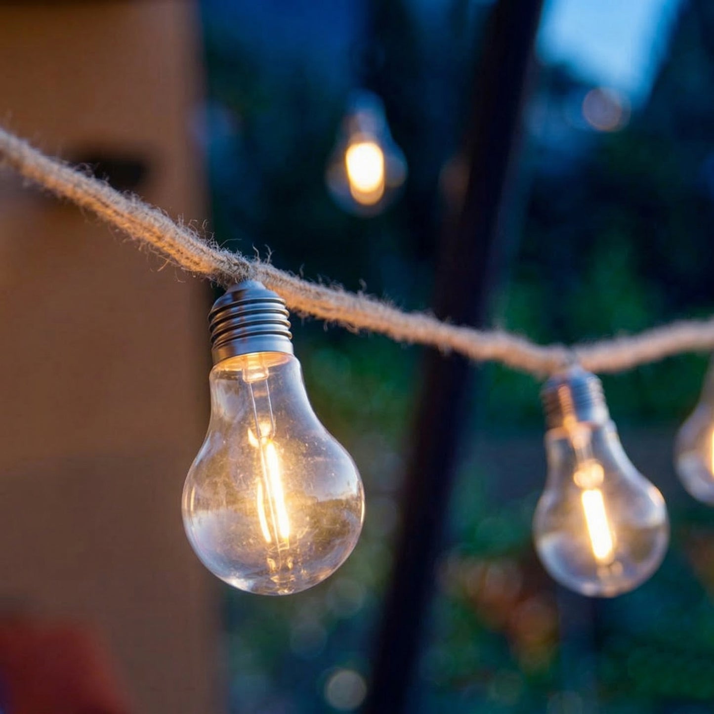 Outdoor rope light garland 10 warm white LED transparent filament bulbs FANTASY CORD 7.70m