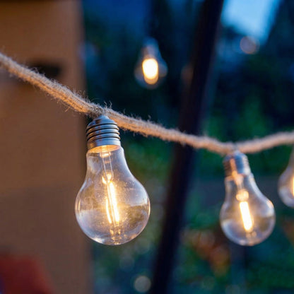 Outdoor rope light garland 10 warm white LED transparent filament bulbs FANTASY CORD 7.70m