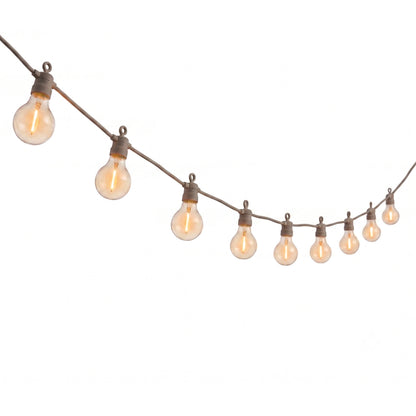 Guirlande lumineuse extérieur taupe 10 globes transparents raccordable LED blanc chaud PARTY MAX CLEAR HYBRID TAUPE 8m solaire et sur secteur
