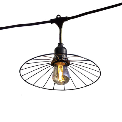 Outdoor light garland with cage-effect steel shade 10 warm white LED E27 filament bulbs CHIC CAGE LIGHT 6m