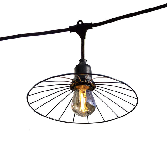 Outdoor light garland with cage-effect steel shade 10 warm white LED E27 filament bulbs CHIC CAGE LIGHT 6m