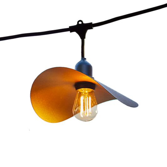 Outdoor light garland with cage-effect golden steel shade 10 E27 LED bulbs HAT LIGHT 6m