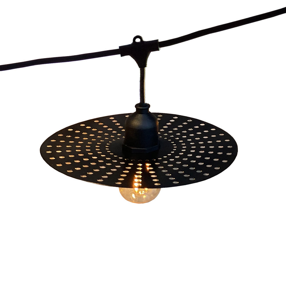 Outdoor light garland with metal hole shade 10 vintage filament bulbs E27 socket warm white LED PLANET LIGHT 6m