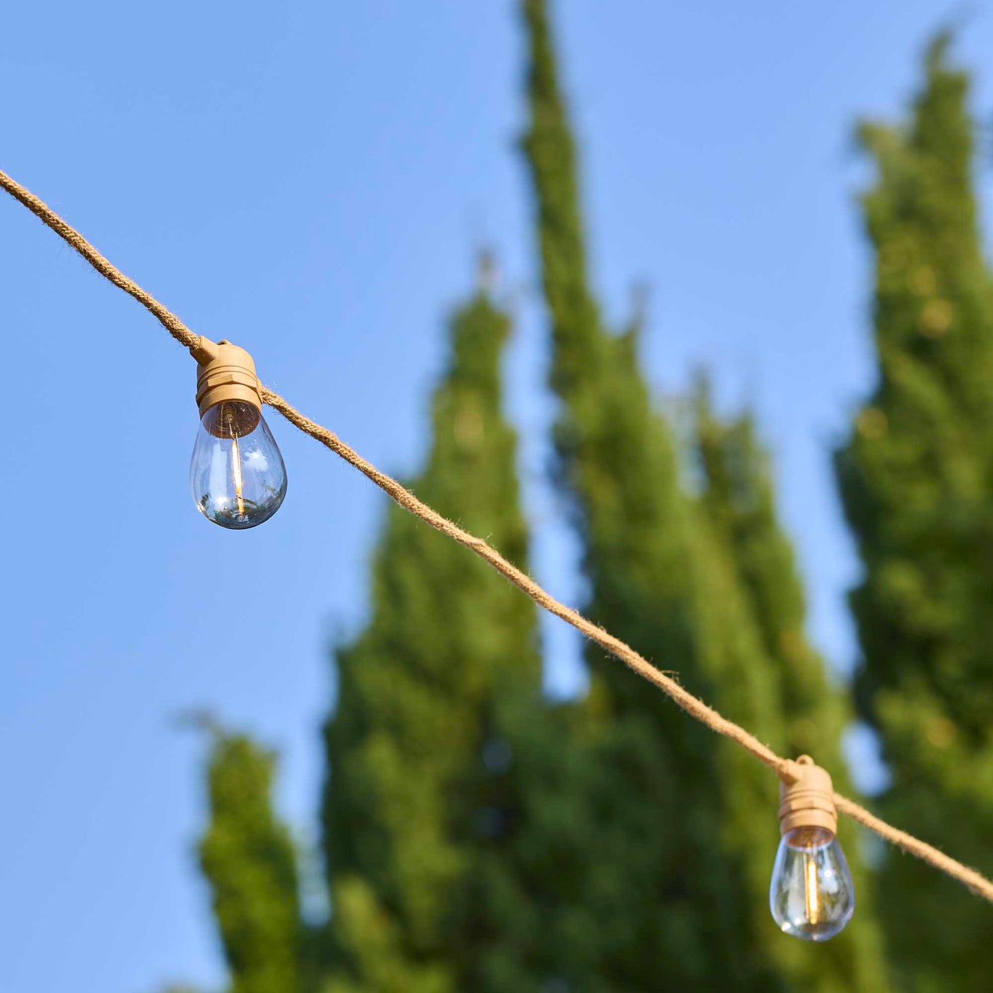 Solar rope light garland 10 warm white LED transparent bulbs FANTASY CORD SOLAR 7.45m