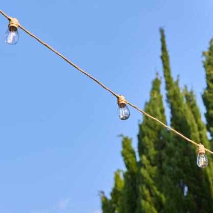 Solar rope light garland 10 warm white LED transparent bulbs FANTASY CORD SOLAR 7.45m