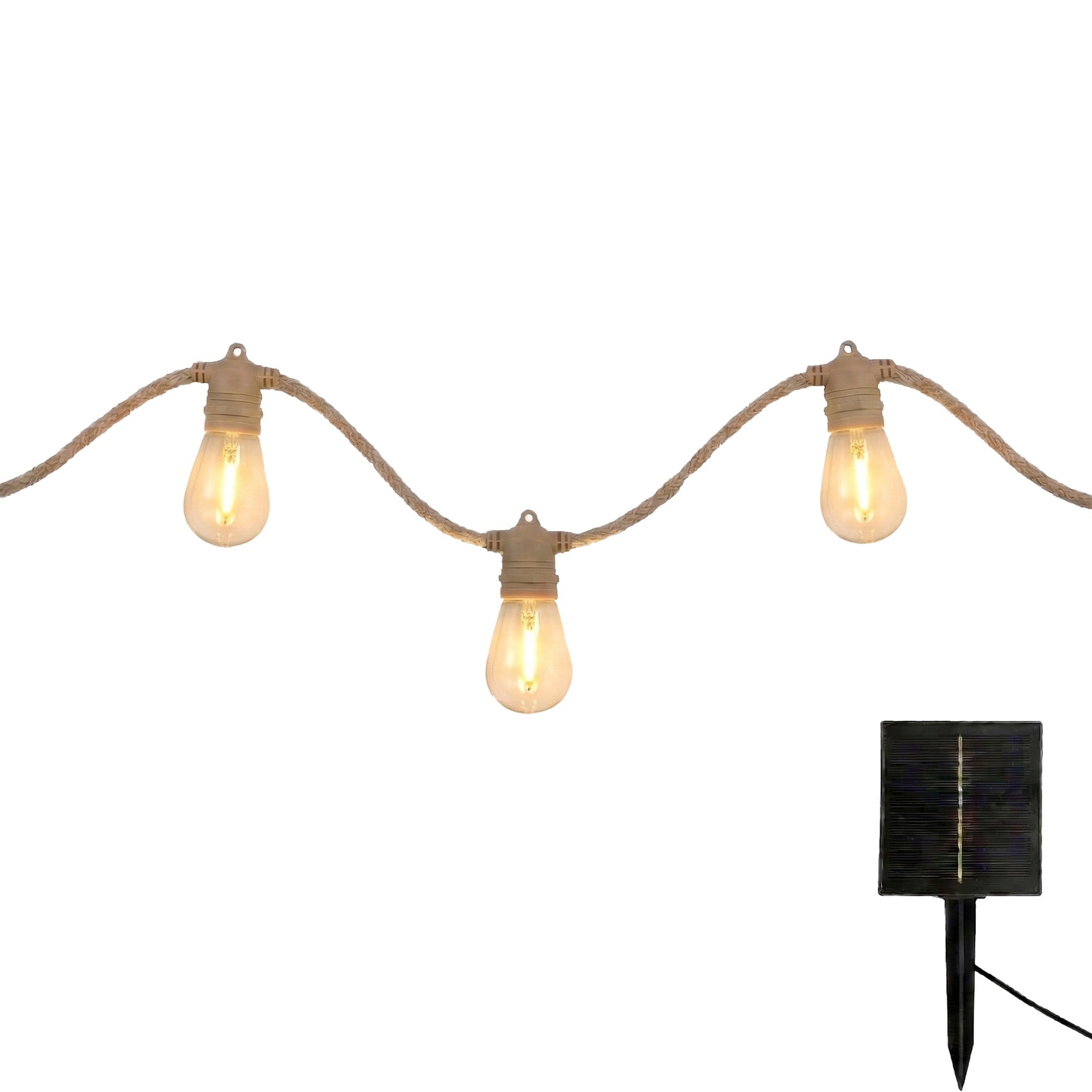 Solar rope light garland 10 warm white LED transparent bulbs FANTASY CORD SOLAR 7.45m