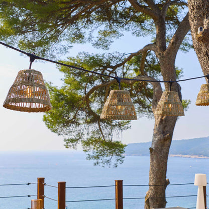 Guirlande lumineuse raccordable d'extérieur avec abat-jour en herbe marine style bohème 7 ampoules à filament douille E27 LED blanc chaud TESSA LIGHT 6m