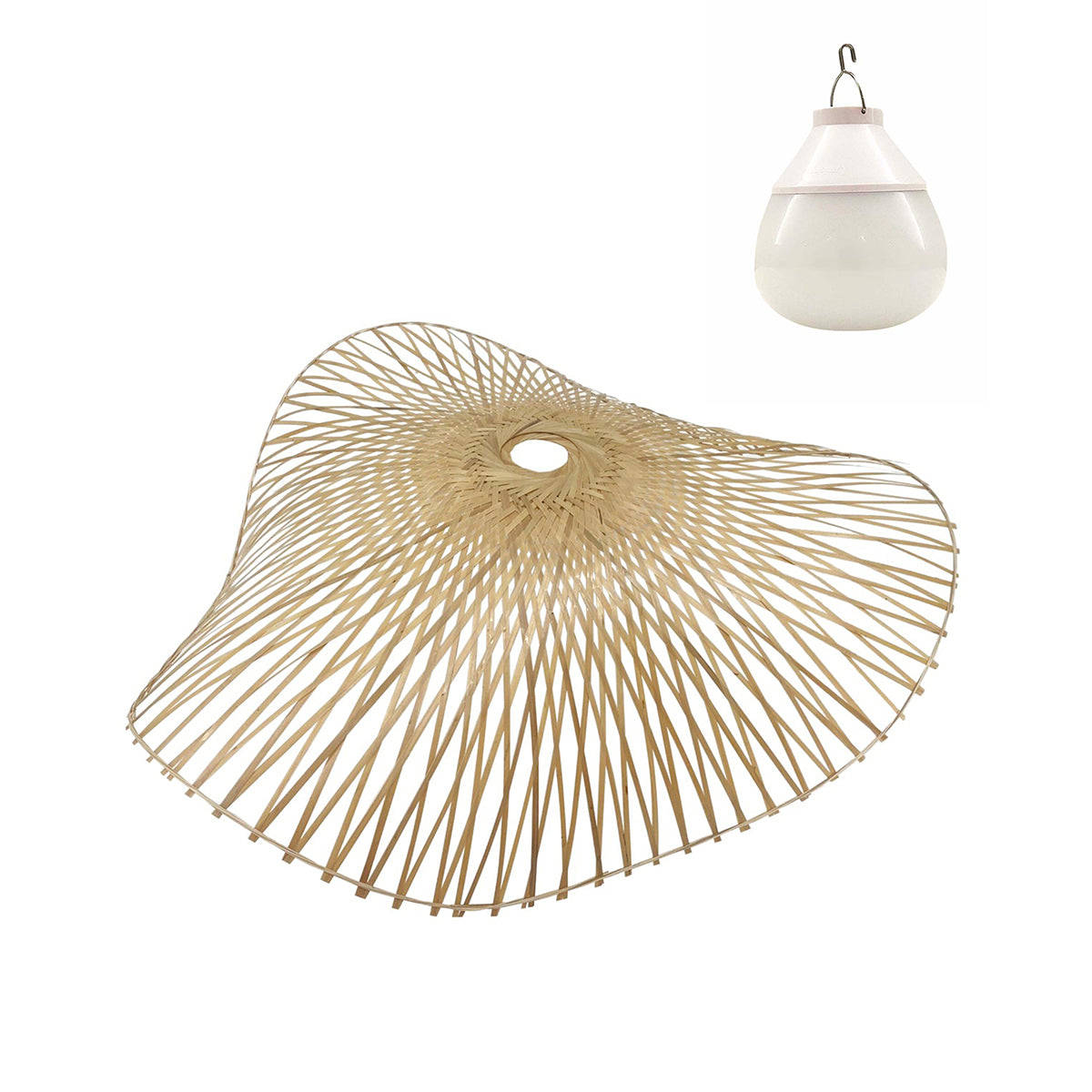 Suspension LAIA NOMAD en bambou naturel style bohème avec ampoule LED nomade