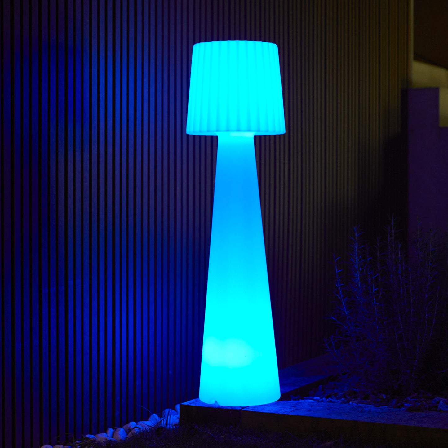 Designer wireless floor lamp LED dimmable multicolored wavy lampshade LADY H110cm with remote control
