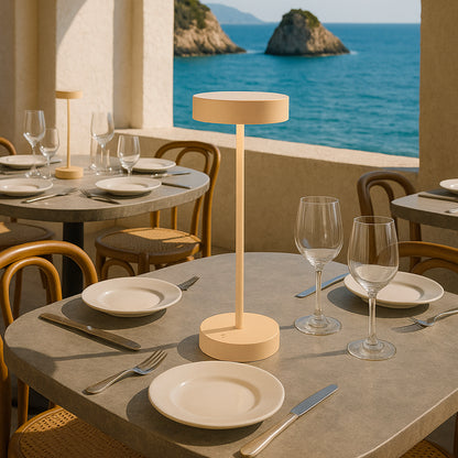 Lampe de table sans fil dimmable en aluminium beige LED SANDY SAND H33 cm