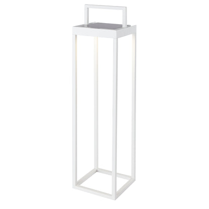 Chic white solar lantern in aluminum to plant or stand or fix to the ground warm white LED BIG HYDRA H50cm with switch