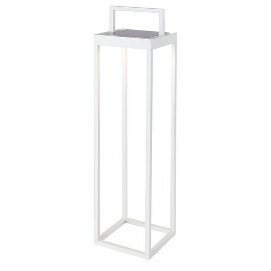 Chic white solar lantern in aluminum to plant or stand or fix to the ground warm white LED BIG HYDRA H50cm with switch