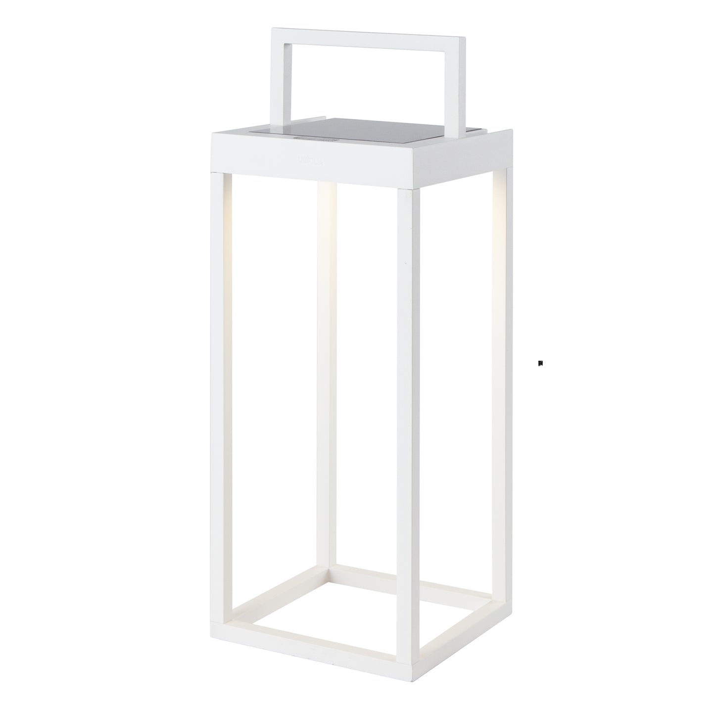 Chic white solar lantern in aluminum to be planted to stand or fixed to the ground LED warm white HYDRA H34cm with switch