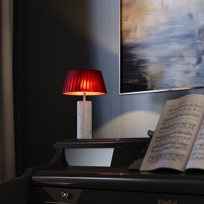 Lampe de table d'intérieur en marbre blanc avec ampoule LED rechargeable blanc chaud dimmable STILOS WHITE MARBLE H32,5 cm