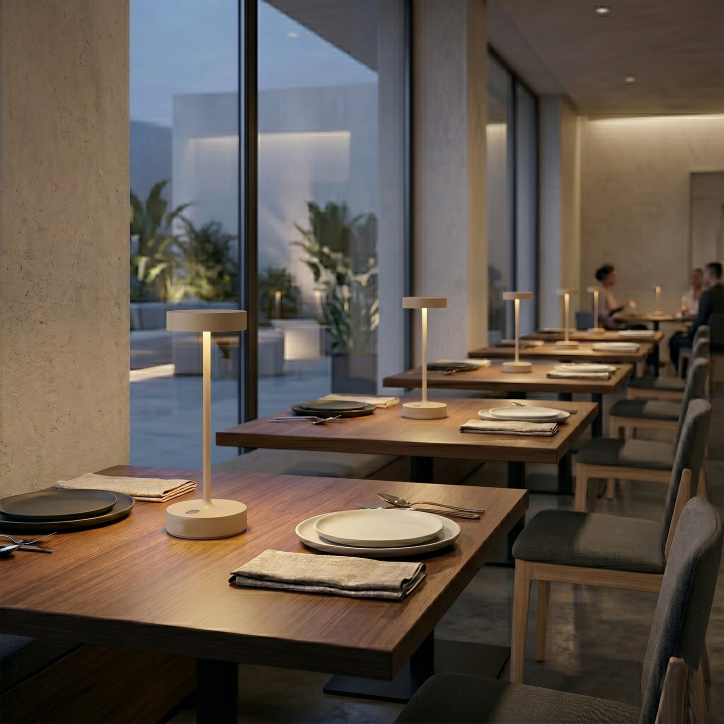 Lampe de table sans fil en aluminium beige LED blanc chaud dimmable SANDY PRO SAND H27 cm