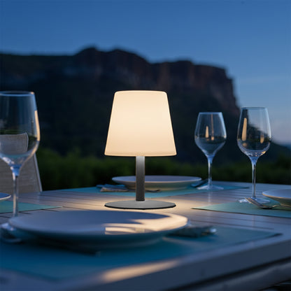 Cordless table lamp gray steel foot LED warm white/white dimmable STANDY MINI Rock H25cm