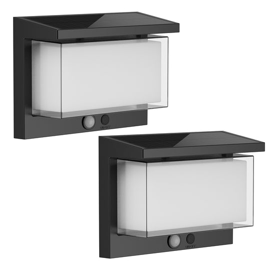 Lot de 2 appliques murales solaires grises LED blanc 900 lumens éclairage puissant 2x ZEANY L22cm