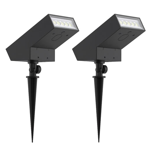Lot de 2 spots solaires projecteurs à piquer aluminium noir LED blanc chaud 500 lumens orientables IP65 2x SOLTEK