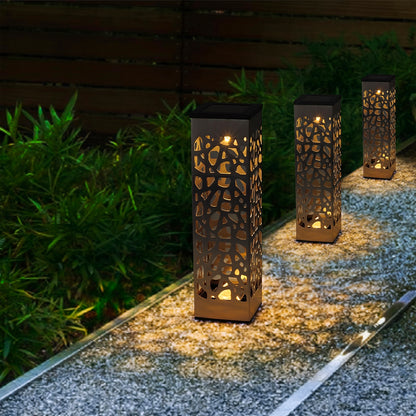 Set of 3 solar beacons to prick or put on drop shadow warm white LED ORGANIC STAINLESS STEEL H31cm
