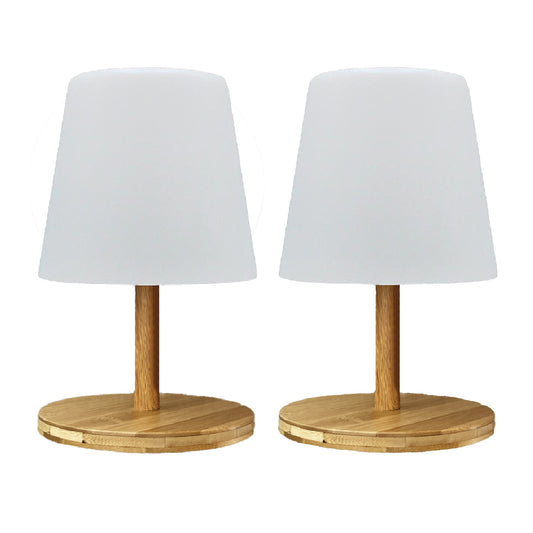 Lot de 2 lampes de table sans fil rechargeables USB effet bois LED blanc chaud dimmable 2x STANDY MINI WOOD H25cm