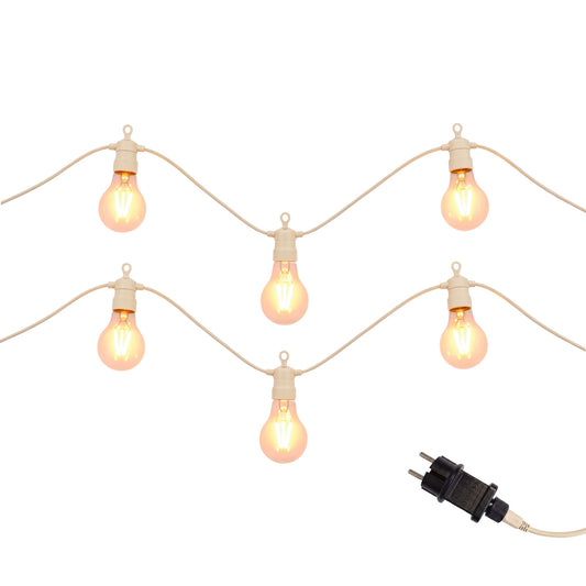 Guirlandes lumineuses extérieur raccordables beige 20 globes transparents LED blanc chaud PARTY MAX CLEAR CREAM 13m