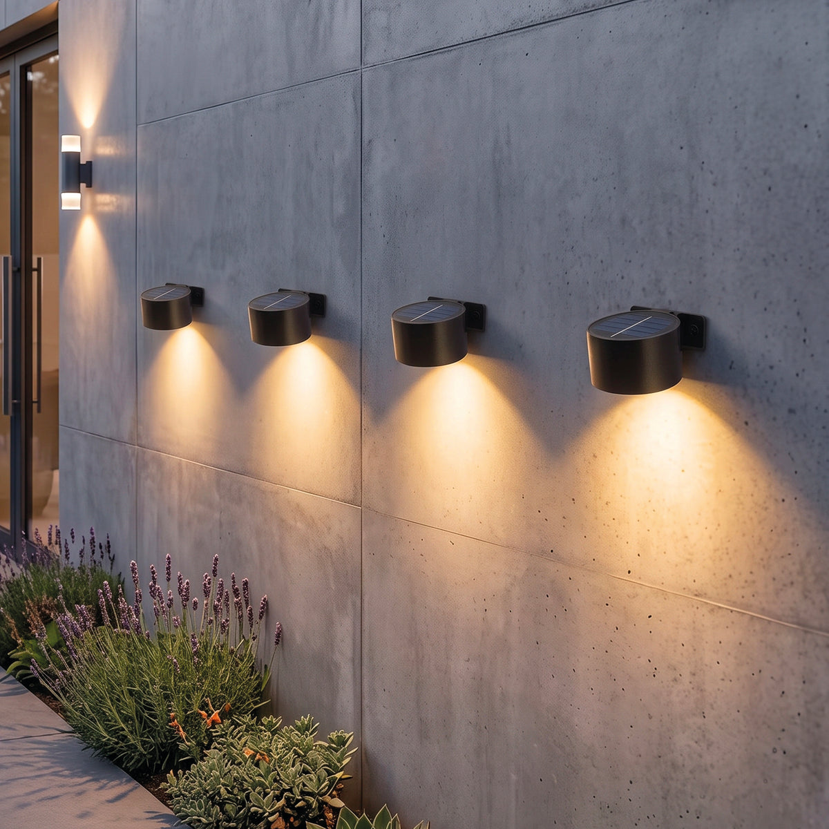 Lot de 4 appliques murales solaires LED blanc chaud 4x SPOTIK H4,5cm