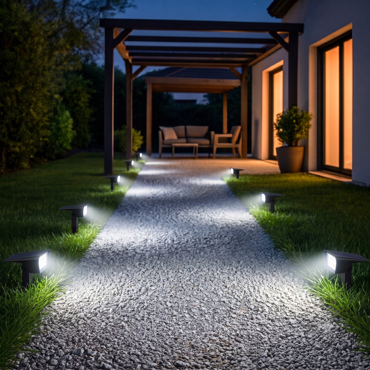 Set of 2 solar spotlights 2 in 1 projector to prick or fix rectangular powerful lighting dimmable white LED CURTIS H 31.5cm