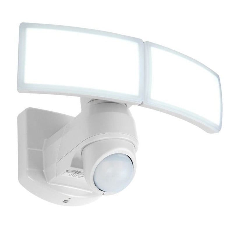 Double projecteur mural sur secteur blanc deux têtes orientables avec détecteur de mouvement ARC LED blanc froid H15,6cm