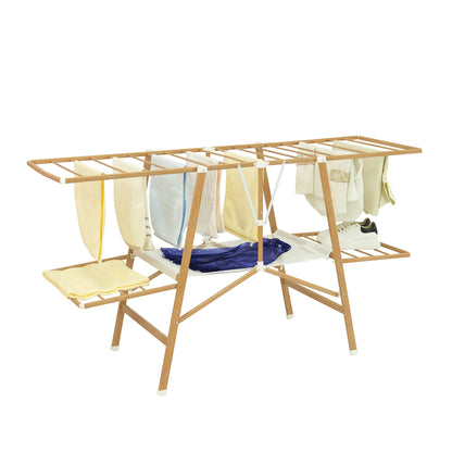 NAIROBI 20M Multifunction Clothes Drying Rack Foldable Clothesline Wood Color