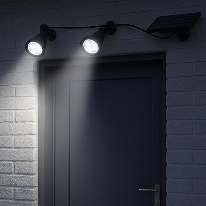 Double solar spotlight connected with remote solar panel 2 in 1 to prick or to fix powerful white LED dimmable lighting FAMILY SPIKY H34cm