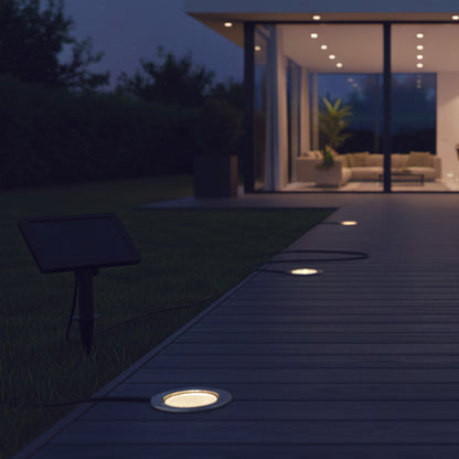 3 Spots Solaires bord de piscine avec Panneau solaire déporté 3x SOLPOOL LED Blanc chaud H10cm