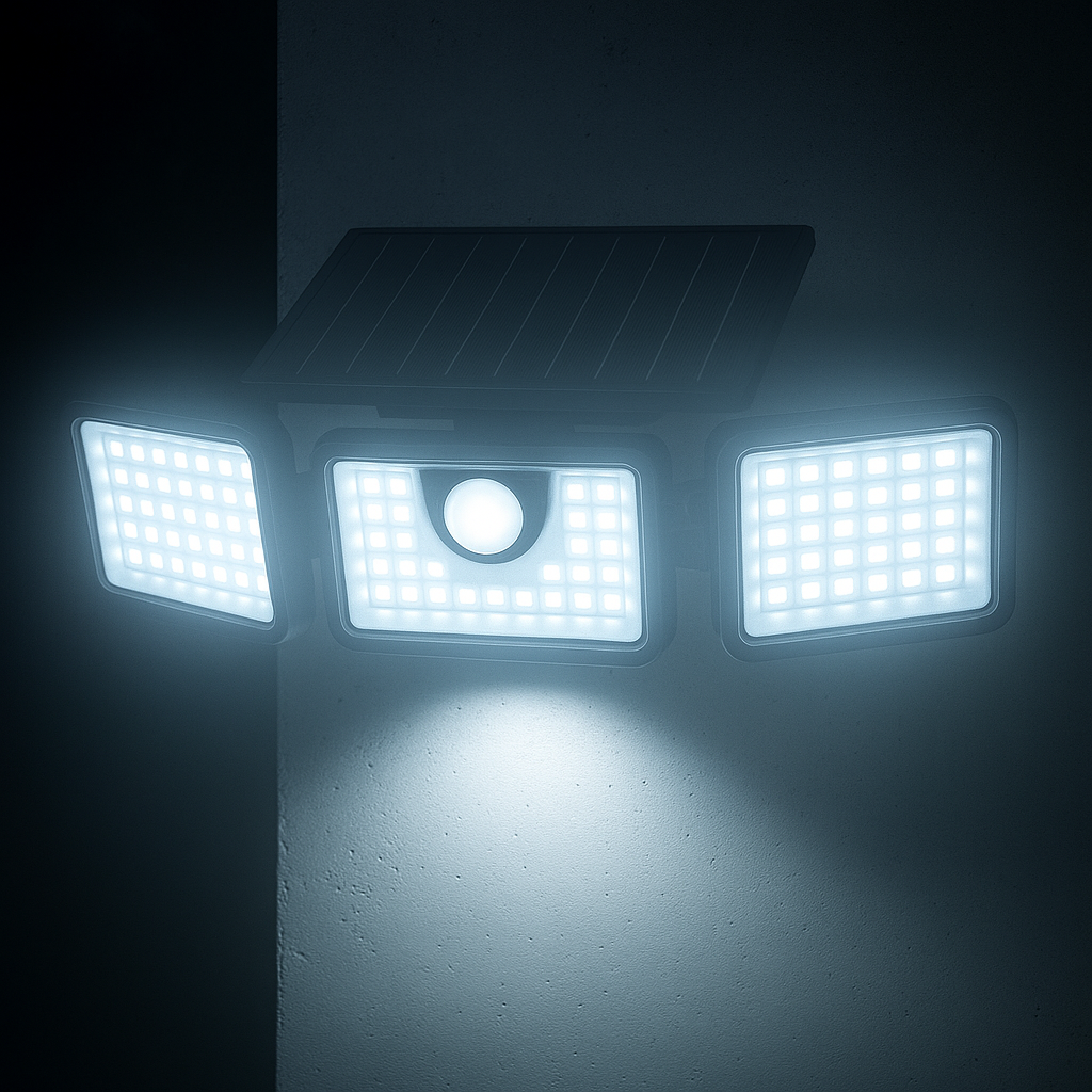 Solar spotlight 3 black heads powerful white LED lighting FALCON H9.3cm with adjustable motion detector