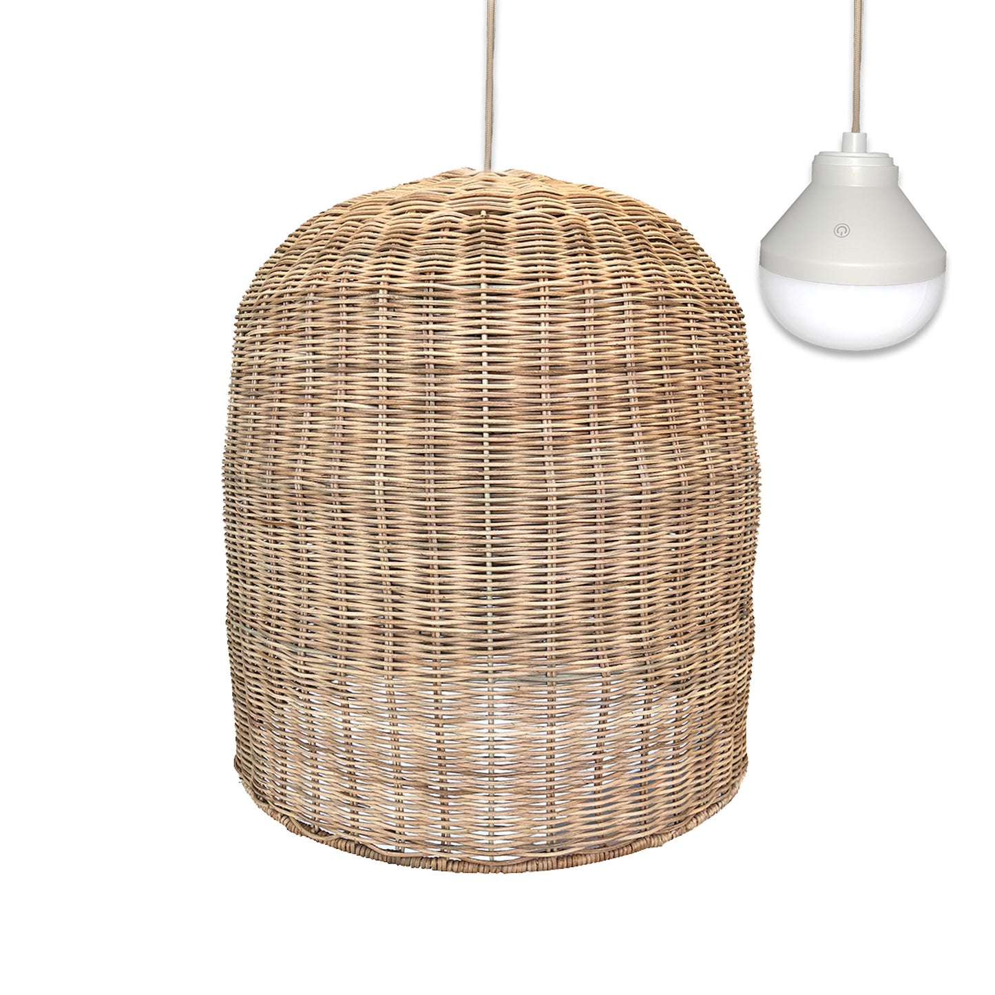 Suspension GIACOMO NOMAD en rotin naturel style bohème avec ampoule LED nomade